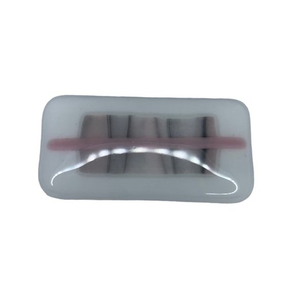 Porcelain Brooch Pin White with Abstract Gray Pink Design 2" x 1" - Picture 3 of 6